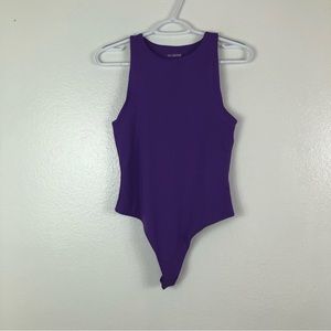 SWS Contour Sleeveless High Necklace Purple Bodysuit Size M
